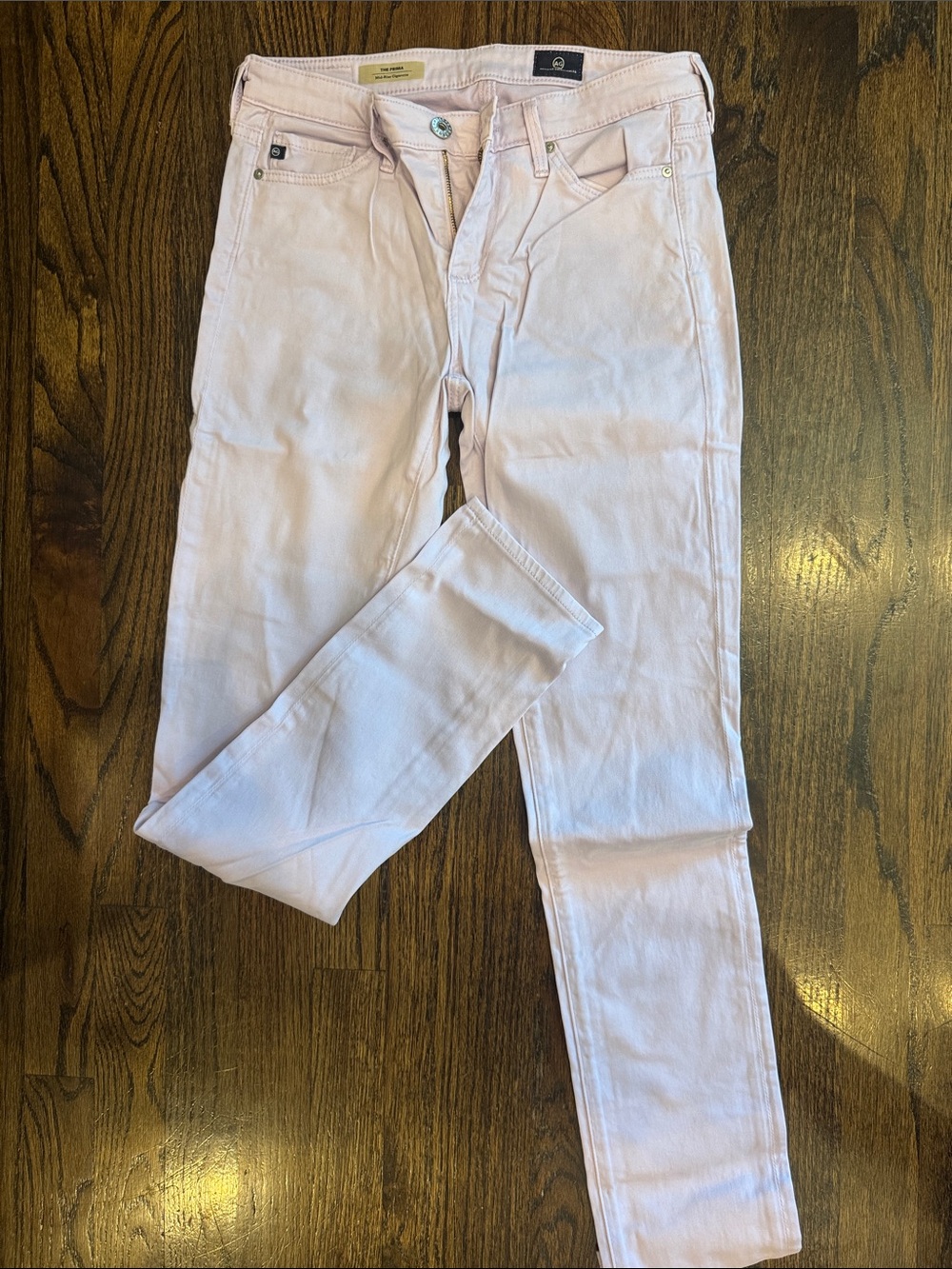 AG Light Lavender Mid Rise Cigarette Jeans